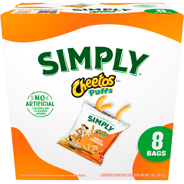 Bag of SIMPLY CHEETOS® Puffs White Cheddar Cheese Flavored Snacks Multi-Pack