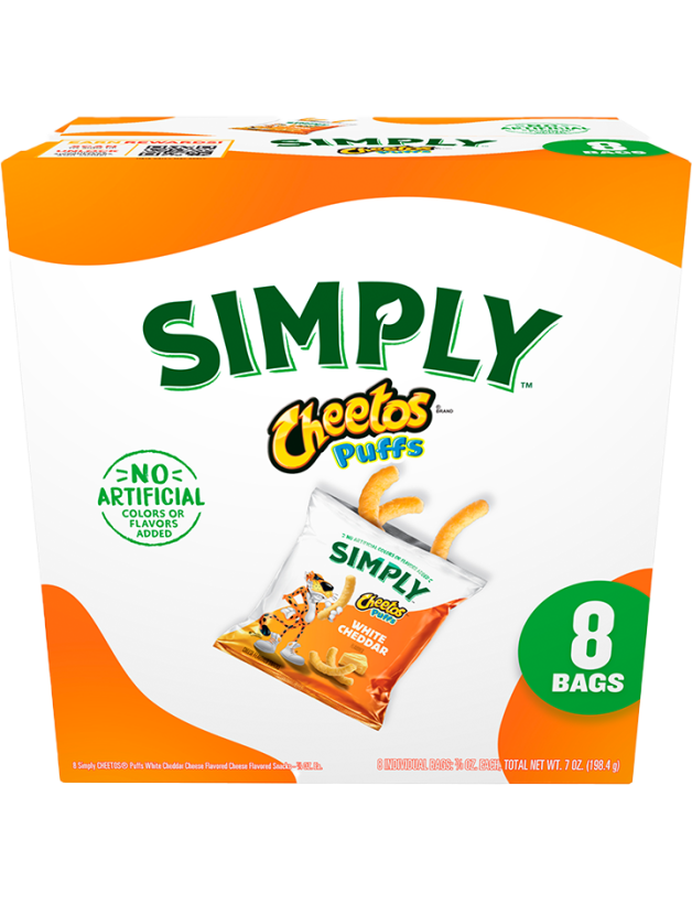 Bag of SIMPLY CHEETOS® Puffs White Cheddar Cheese Flavored Snacks Multi-Pack