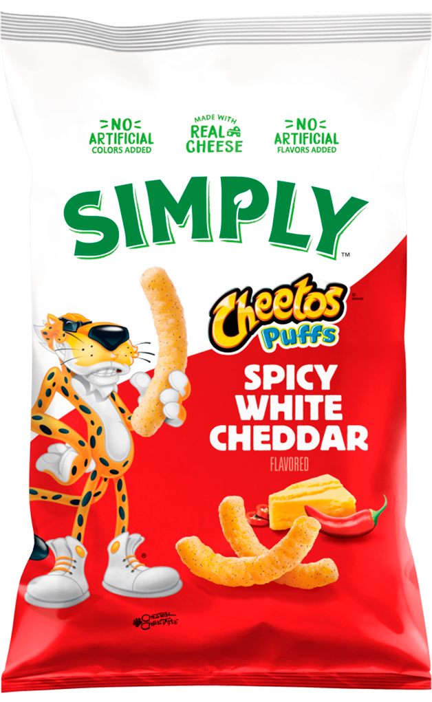 Bag of Simply Cheetos® Puffs Spicy White Cheddar