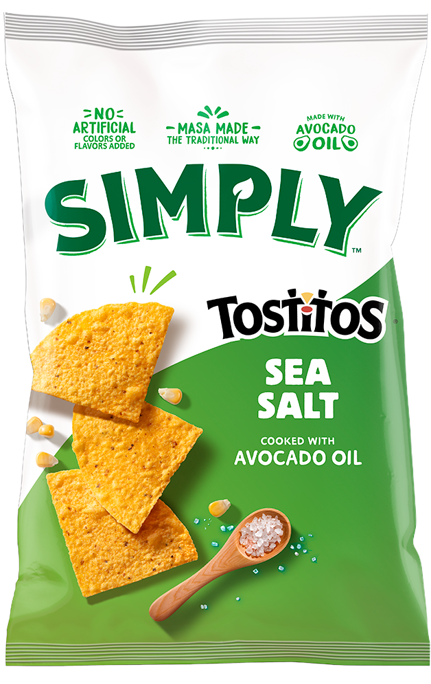 Bag of Tostitos sea salt and avocado oil