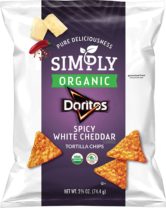 Bag of Simply DORITOS® Organic Spicy White Cheddar Flavored Tortilla Chips
