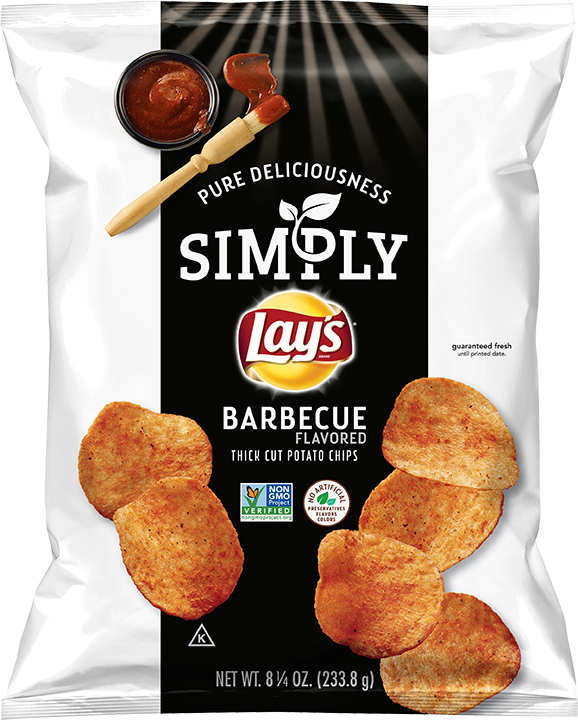 Bag of Simply LAY'S® Barbecue Flavored Thick Cut Potato Chips