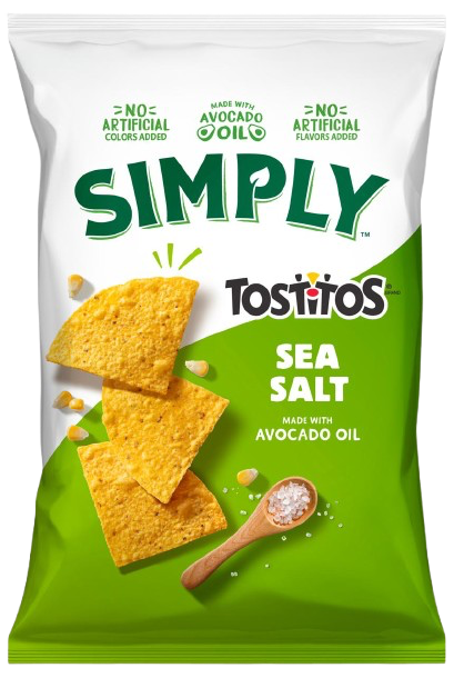 Bag of Tostitos sea salt and avocado oil